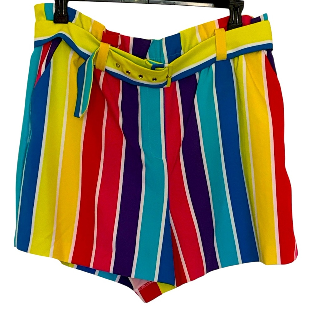 New York and Company Bold Stripe shorts, belted paper bag style w/pockets, XXL